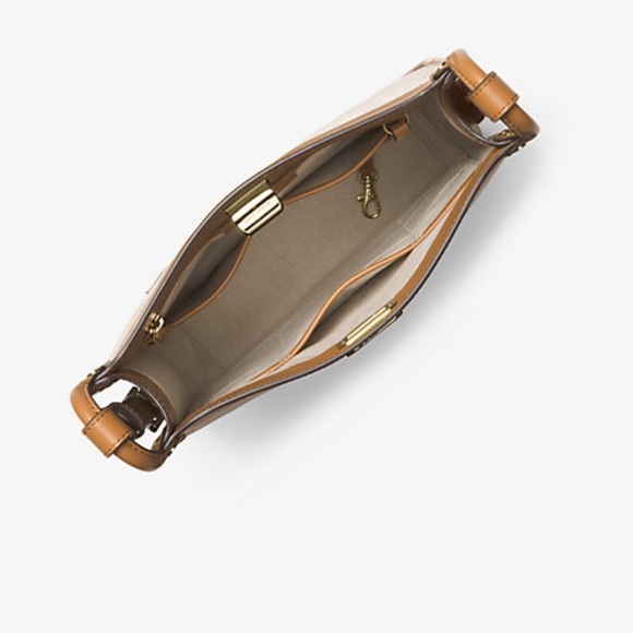 Michael Kors Sullivan Large Leather and Linen Messenger Bag travel office career - Picture 3 of 12